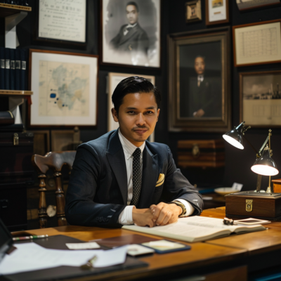 modern notary at his desk